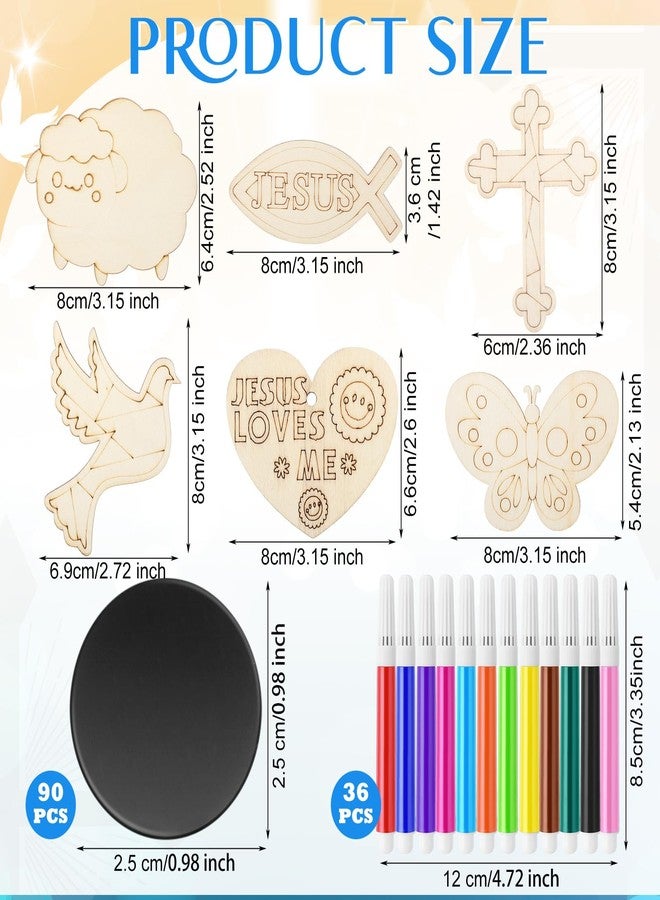 Blueweenly 48 Pack Jesus Wood Religious Craft Kit Magnets Vacation Bible School for DIY Coloring Wooden Religious Crafts for Sunday School Art Party Decoration Birthday Gift - Image 2